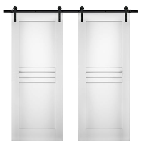 Vdomdoors Double Barn Interior Door, 48" x 84", White MELA7444DB-WS-4884